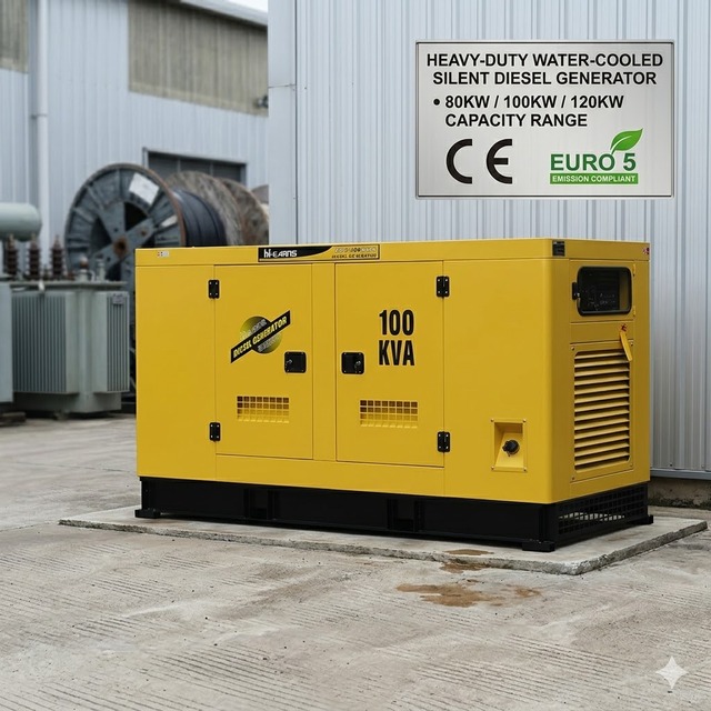 Hi-earns 80KW 100KW 120KW 100KVA 50Hz Three Phase Water Cooled Brushless Silent Diesel Generator for Home