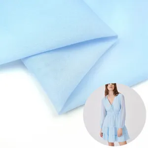 透气蓝色闪光涤纶轻薄雪纺材料面料连衣裙