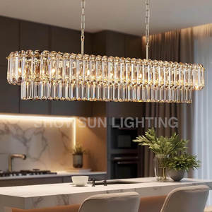 Lámparas de Techo Modernas de Lujo con Cristales K9 Dorados, Lámpara Colgante Rectangular Grande para Comedor, Decoración para Isla de Cocina - Product Image 1