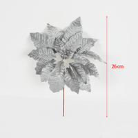 Vente en gros de fleurs de poinsettia à paillettes artificielles, ornement d'arbre de Noël élégant et décoration intérieure Décoration de Noël festive