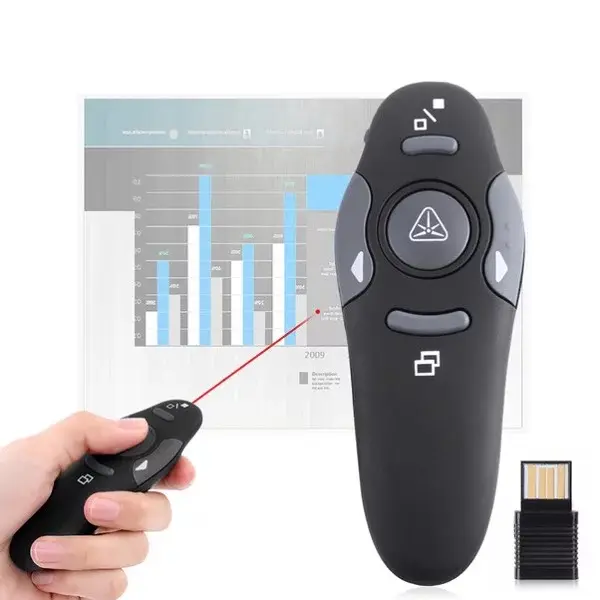 Penunjuk Laser Presentasi PPT 2.4G Pengendali Jarak Jauh USB Penyaji Nirkabel Laser Merah Penunjuk Powerpoint Clicker