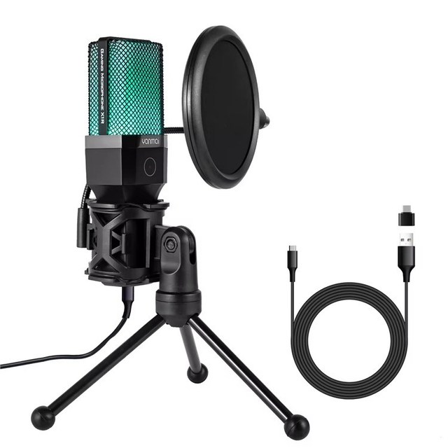 X1R RGB Light USB Wired Microphone Recording E-sports Game Desktop Condenser Mic for youtube