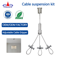 Kit de suspension par câble 1,5 mm x 1000 mm, câble en acier avec pince de serrage en laiton pour système de suspension de luminaire suspendu au plafond