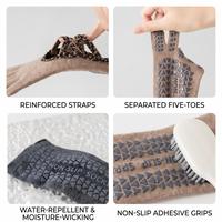 Chaussettes de yoga antidérapantes personnalisées avec logo pour femmes, chaussettes de ballet à cinq doigts, chaussettes de Pilates, chaussettes de danse, chaussettes antidérapantes en coton OEM