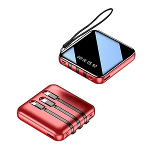 Новое Трендовое портативное зарядное устройство для телефона 20000 мАч, ультракомпактная резервная батарея со встроенным кабелем для iPhone 11