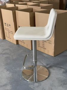Stylish Design High Quality PU Leather Stainless Steel Swivel <b>Adjustable</b> <b>Square</b> Metal Base Armrest Modern Bar Stool/Chair - Product Image 4