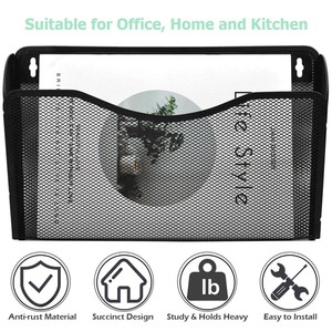 Văn Phòng Lưới Kim Loại 3 Pocket Rack <span class=keywords><strong>Wall</strong></span> Mount Treo Tập Tin Thư Mục Tạp Chí Magnetic Label Chủ Tường Organizer - Product Image 5