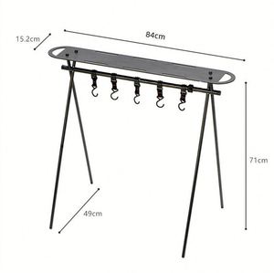Support de rangement trépied ultraléger en alliage d'aluminium pour vaisselle de camping en plein air avec capot pour ustensiles de cuisine - Product Image 2