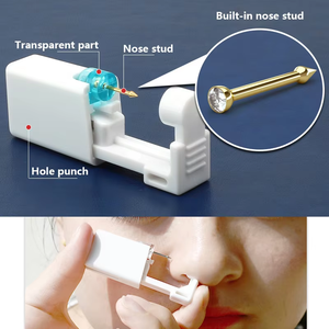 Pistolet de perçage d'oreilles avec mini clous en cristal blanc, kit d'outils de perçage d'oreilles personnel, perceur d'oreilles indolore, jetable - Product Image 6