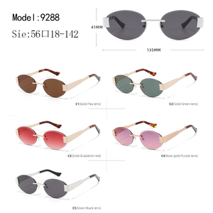 Oval Half Rim Sunglasses Gold Frame Tortoise Temple UV400 Protection Unisex Adult Fashion <b>Eyewear</b> Rimless Sunglasses - Product Image 3