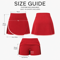 Jupe-short de tennis personnalisée pour femme, taille haute, avec bordure contrastante, short intégré et poches, pour le sport et l'entraînement sur le court de tennis