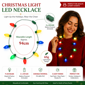 94cm Novelty <b>Christmas</b> <b>Light</b> Bulb LED Necklace 9 <b>Lights</b> <b>Battery</b> <b>Operated</b> Flashing Party Wear for Holiday Events Retail Gifts - Product Image 4