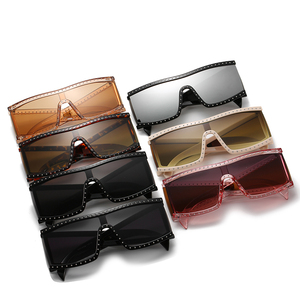 Caliente venta de moda de una pieza lente las mujeres grandes marco tonos diamantes gafas de sol - Product Image 2