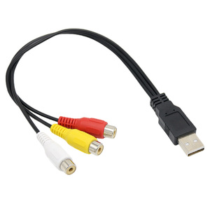 สายเคเบิลเสียงและวิดีโอ USB ชายต่อ RCA AV หญิง พร้อมหัวต่อ 3RCA สำหรับเชื่อมต่อกับกล่องรับสัญญาณ - Product Image 1