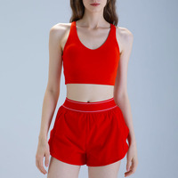 Ensemble de shorts de sport et de yoga pour femmes, taille plus, respirant, anti-transpiration, de haute qualité, deux pièces, élastique, tendance
