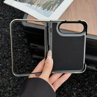 Étui de protection pour téléphone portable en cuir PU avec support anneau et charnière pour iPhone Duo