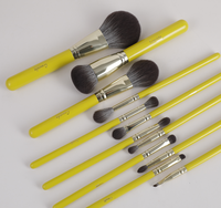 GRACEDO 12pcs Pinceau de maquillage jaune vif Logo personnalisé de haute qualité Ombre à paupières Vegan Private Label Cosmetic Makeup Brush Set