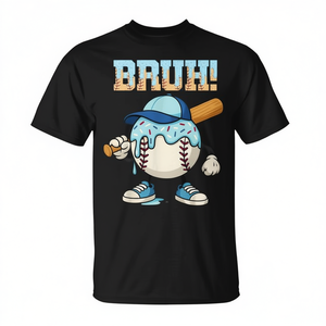 Camiseta de béisbol Bruh Ice Cream para niños, manga corta, cuello redondo, estampado digital, deportes, juegos, meme - Product Image 2