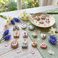 Nieuwe Bloemkleur Frisse Hartvormige Keramische Tulp Geschilderde Hanger DIY Charms voor Sieraden Accessoires