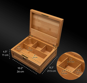 Scatola Porta Erbe in Legno <span class=keywords><strong>di</strong></span> Bambù Personalizzata con Vassoio per Rollare, Contenitore per Accessori da Fumo, Grinder, Pipa e Cartine - Product Image 3