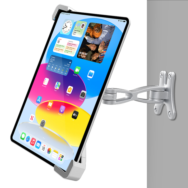 Security Anti-Theft Tablet Wall Mount with Lock and Key Adjustable iPad Wall Holder 360° Rotation for 7-11 Inch Tablet, Silver