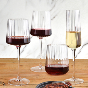 Copas de Vino Samyo Personalizadas de Lujo, Cristal Cuadrado, para Champán y Vino Tinto, con Diseño <span class=keywords><strong>Acanalado</strong></span>, para Bodas, Hoteles y Fiestas - Product Image 1