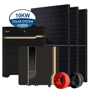 5kw 6kw 10kw 가정용 태양광 시스템 pv 패널 세트 그리드 태양 광 발전 하이브리드 3 상 태양열 발전기 패널 완성 세트