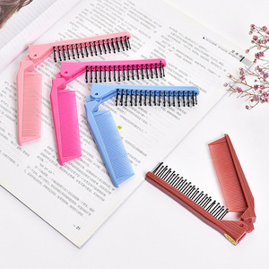 Peigne de voyage compact pliable à double tête, grand peigne à cheveux en plastique pour le voyage avec fonction clip - Product Image 3