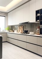 Vente directe d'usine, armoire de cuisine moderne en bois de rose massif, multifonctionnelle, écologique, facile à nettoyer, design résistant à l'eau