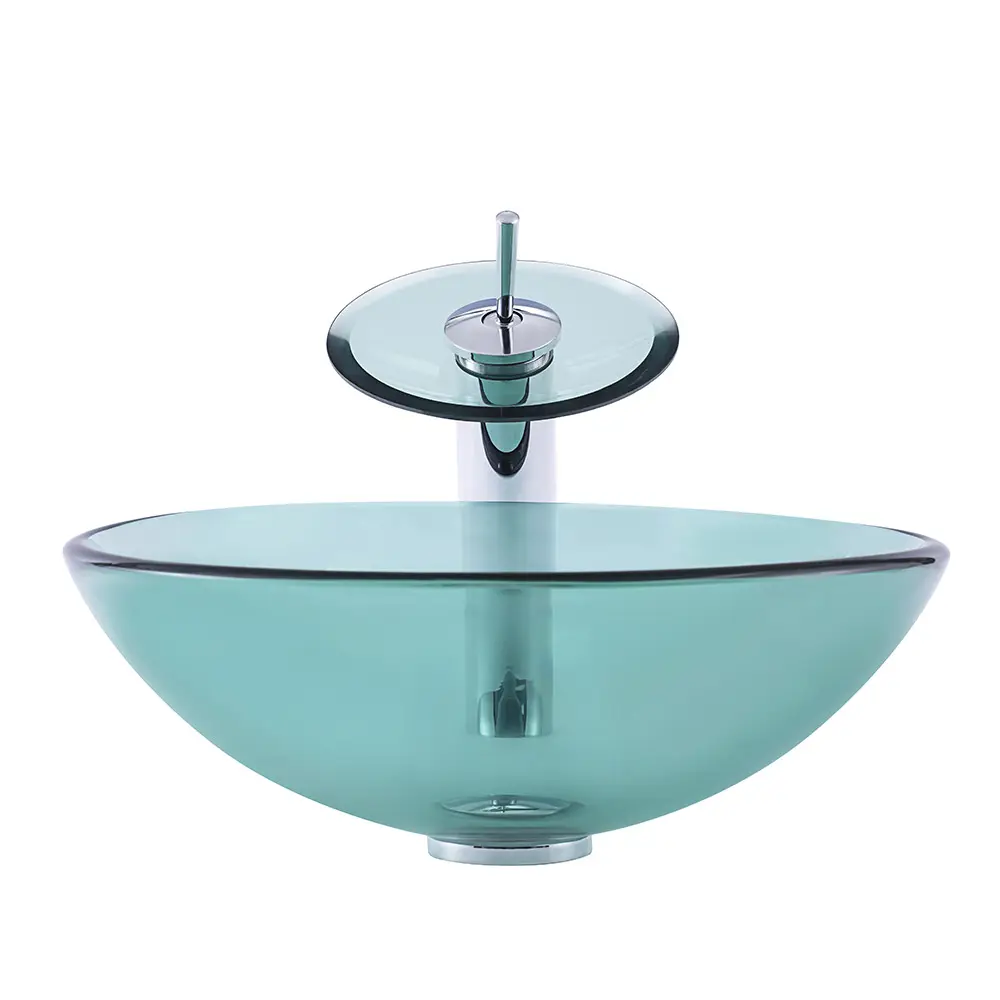 Trasparente Verde Colore Lavabo In Vetro AQ1002