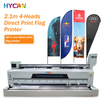 Impresora de inyección de tinta automática HYCAN 2.1m All-in-One de 4 cabezales CMYK 2400 DPI I3200, nueva, para impresión directa en textiles flexibles, satén, banderas y tela.
