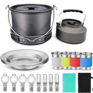 <span class=keywords><strong>Set</strong></span> da Cucina Portatile in Alluminio Arancione per Esterni, Bollitore e Pentola Ultra-leggeri da 4L per 5-7 Persone, Ideale per Viaggi ed Escursioni - Product Image 1