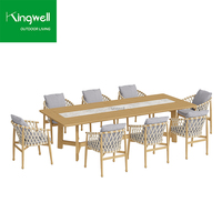Usine Original extérieur teck table à manger corde chaise ensemble confortable meubles de jardin pour salon cour prix de gros