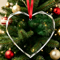 Pendentif de Noël en cristal transparent en forme de cœur, à personnaliser, imprimé UV, pour décoration de sapin de Noël, souvenir