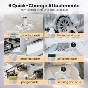 Brosse de nettoyage électrique sans fil rotative rechargeable avec têtes interchangeables pour la cuisine - Product Image 6