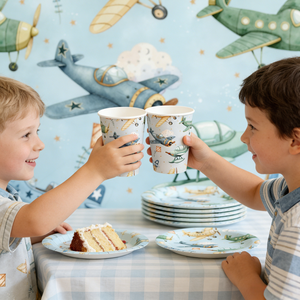 DAMAI - Vajilla para Fiestas Infantiles con Temática de Helicóptero, Incluye Platos, Vasos y Servilletas de Papel, para 8 Personas - Product Image 1