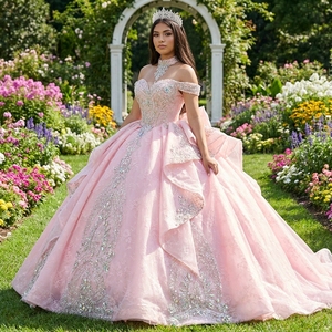 ชุดเดรสออกงาน Quinceanera สีชมพูหวาน รุ่น Xs285 ประดับคริสตัลและลูกปัด แต่งโบว์ขนาดใหญ่ ผ้าทูลล์ทรงบอลกาวน์ สำหรับงานฉลองอายุ 15 ปี - Product Image 1