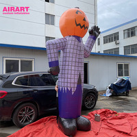 Figurine gonflable tête de citrouille agitant la main pour accessoires de scène d'Halloween, danseur d'air citrouille personnalisé pour idées de fête
