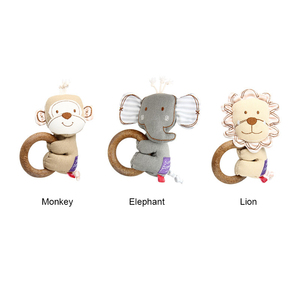 Fabricant de gros Nettoyage des dents grinçantes Jouets en peluche doux à mâcher pour chien avec <span class=keywords><strong>anneau</strong></span> en bois Jouet pour chiots vocaux résistant aux morsures - Product Image 1