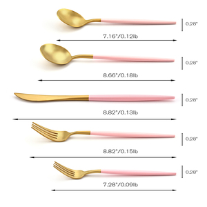 ชุดช้อนส้อมสแตนเลสสีทองและสีชมพู 18/10 สำหรับงานแต่งงาน ขายส่ง - Product Image 2