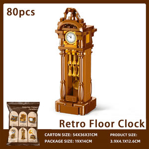 Ensemble de 6 blocs de construction rétro : machine à écrire, canapé, téléviseur, globe terrestre, horloge de grand-père, gramophone – DIY, motricité fine, décoration intérieure, cadeau STEM pour enfants - Product Image 5