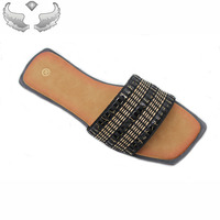 Sandales plates pour femmes, style mode et extérieur, à bout ouvert, décontractées, tressées, à bout carré, à enfiler, durables, vente en gros, marque privée