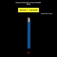 Китайские иглы-лезвия для татуажа бровей F/U, 14 игл, 18 лезвий, синие, для создания наклонных рядов и прорисовки линии брови