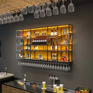 Portabottiglie da Parete Multistrato Personalizzato <span class=keywords><strong>in</strong></span> Acciaio Inox con Luce LED, Design Moderno Industriale per Casa e Ristorante - Product Image 6