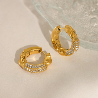 NOUVEAU BOHO GRAR ICED OUT ZIRCON 2 DESIGN BOUCLES D'OREILLES Dazan Winter INS Plaqué or 18k Hypoallergénique Bijoux de dame en acier inoxydable
