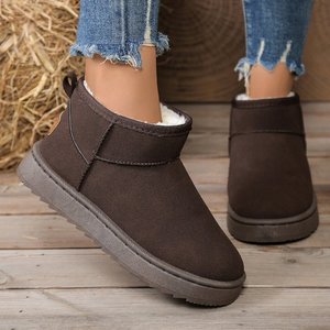 Warm and Comfortable Winter Snow <strong>Boots</strong> <strong>With</strong> Artificial Short Plush Short Tube Suede Round Toe-for Less Than 3cm <strong>Low</strong> <strong>Heel</strong> - Product Image 4