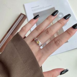 Dylam Minimalist Fashion Collection Rhodium Plated Sterling Silver Infinite Elements Zirconia Colorful Heart <b>Adjustable</b> <b>Ring</b> - Product Image 3