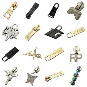 Matte Silver Plating Logotipo personalizado Marca Vestuário Metal Zipper Puller para Slider - Product Image 1