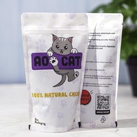 Faible MOQ 100 pièces Sacs personnalisés pour aliments pour animaux de compagnie, sachets souples refermables en papier kraft de qualité alimentaire, anti-odeur
