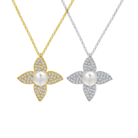 Collier trèfle à quatre feuilles en argent sterling S925 avec perle d'eau douce naturelle, bijou porte-bonheur pour femme, le plus bien noté par SPJ, faible MOQ